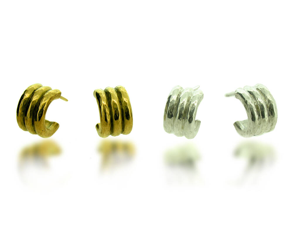 Silver Or Gold Tri Band Hooplets, 1 of 3