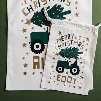 Personalised Tractor Christmas Sack, 6 of 8