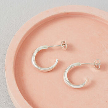 Sterling Silver Curved Small Hoop Earrings, 6 of 11