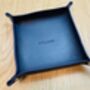 Personalised Dark Blue Leather Desk Accessories Tray, thumbnail 4 of 12