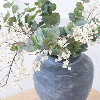 Faux White Berry And Green Eucalyptus Arrangement, 2 of 4