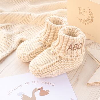 New Baby Luxury Cotton Cable Blanket And Booties Set, 4 of 11