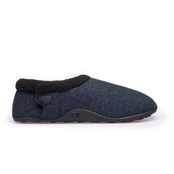 Tony Dark Blue Tweed Mens Slippers/Indoor Shoes, 3 of 8