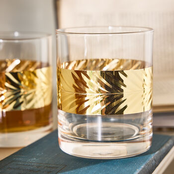 Two Luxury Gold Leaf Whisky Glasses, 3 of 5