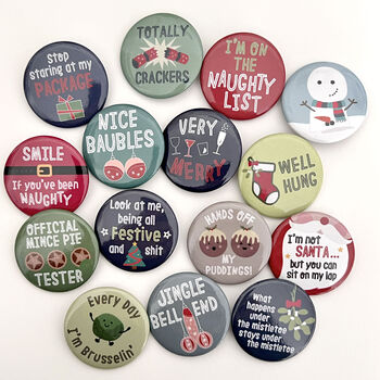 Naughty Xmas Badge 'Nice Baubles', 5 of 5