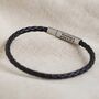 Men's Personalised Slim Woven Leather Bracelet In Box, thumbnail 9 of 11
