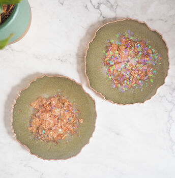 Iridescent Rose Gold Geode Resin Coasters, 7 of 12