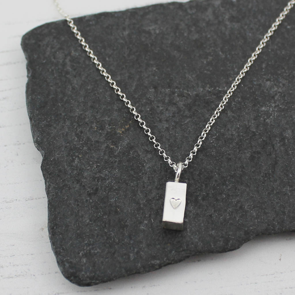 Sterling Silver Small Ingot Pendant By Lucy Kemp Silver Jewellery