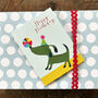 Mini Dog And Ball Birthday Card, thumbnail 1 of 4