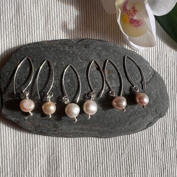 Drop Pearl Earrings On Long Hooks, 2 of 4