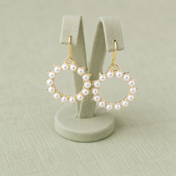 Gold Plated Pearl Sunburst Earrings, 4 of 6