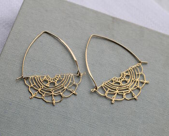 Gold Lace Filigree Hoop Earrings, 4 of 8