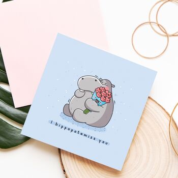 Cute Hippo Miss You Card, 4 of 10