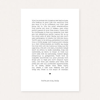 Inspirational Courage Quote Print New Beginnings Gift Motivational Wall Art, 2 of 6