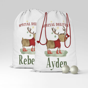 Whimsical Reindeer Christmas Sack, 2 of 4
