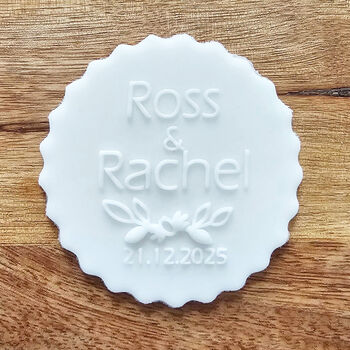 Personalised Wedding Cake Icing Debosser With Names Cupcake Toppers, 4 of 6