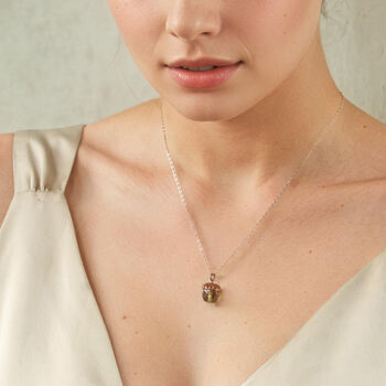 Small Speckled Oval Green Acorn Necklace, 3 of 11