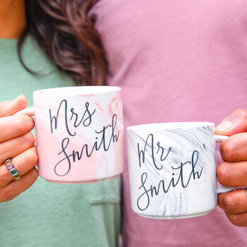 Personalised Mr And Mrs Marble Mugs, 3 of 6