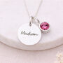 Personalised Sterling Silver October Birthstone Tourmaline Pendant Necklace, thumbnail 1 of 10