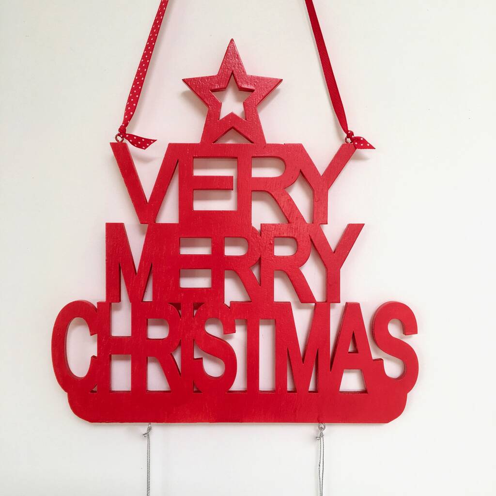 Large Merry Christmas Hanging Sign By Chapel Cards | notonthehighstreet.com