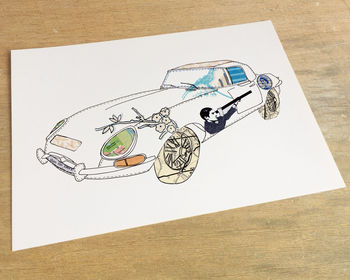Jaguar E Type Car Hand Drawn Illustration Print, 2 of 5
