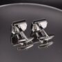 Silver Pearl Shell Cufflinks Black Square, thumbnail 5 of 5