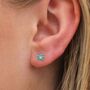 Small Sterling Silver Sparkling Green Flower Stud Earrings, thumbnail 1 of 8
