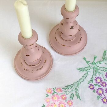 Pair Of Antique Hand Painted Candlesticks ~ 16, 2 of 3