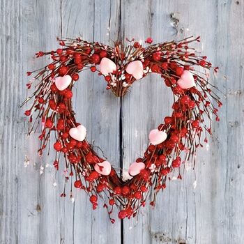 Valentine's Red And Pink Heart Shape Twig Wreath, 3 of 10