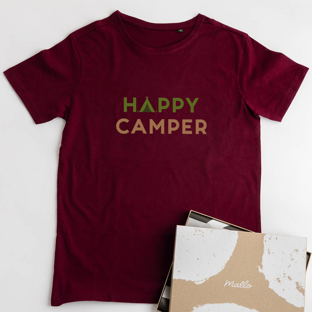 Organic Cotton Happy Camper T Shirt, 1 of 6