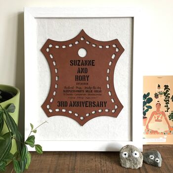 Personalised Leather 3rd Wedding Anniversary Art, 10 of 10