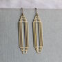 Art Deco Rectangle Gold Earrings, thumbnail 3 of 7