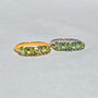 Emerald And Peridot Pear Cut Half Eternity Band In Sterling Silver And Gold Vermeil, thumbnail 5 of 11