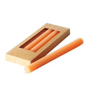 Pumpkin Orange Ribbed Dinner Taper Candle : Set Of Four, 4 of 4