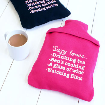 Personalised Favourite Things Hot Water Bottle Cover, 2 of 6