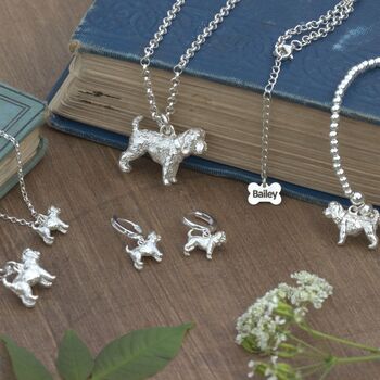 Personalised 3D Whippet Silver Chain Bracelet, 6 of 11