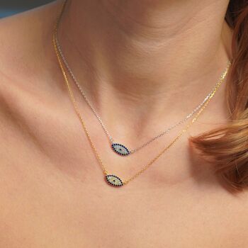 Blue Lucky Evil Eye Necklace And Earrings Set, 6 of 7