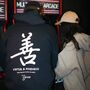 'Virtue And Kindness' Heavyweight Boxy Navy Hoodie, thumbnail 2 of 5