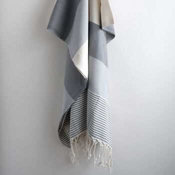 Dark Grey Light Grey Balat Turkish Towel, 2 of 2