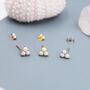 Sterling Silver Pearl Trefoil Stud Earrings, thumbnail 6 of 12