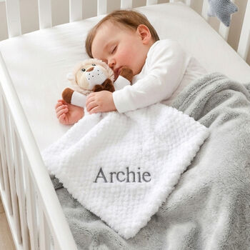 Personalised White Lion Baby Comforter, 3 of 8