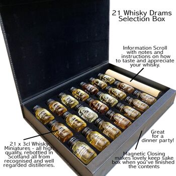 21 Drams Whisky Tasting In A Gift Box With Whisky Guide, 5 of 5