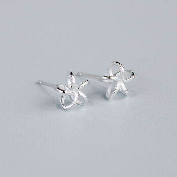 Sterling Silver Wire Flower Stud Earrings, 3 of 6