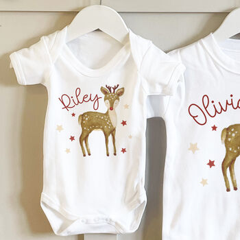 Personalised Reindeer Sibling Christmas Tops, 2 of 5