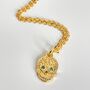 Skull Necklace With Emerald Crystals In Gold Plate, thumbnail 5 of 5