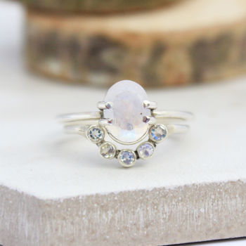 Oriana Sterling Silver Bohemian Moonstone Ring, 3 of 4