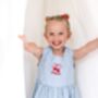 Blue Gingham Embroidered Personalised Cherry Smock Dress, thumbnail 1 of 7