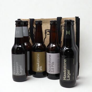Personalised Pint Glass And Six Bottles Of Hawkstone Beer Gift Set Established Birthday Design, 3 of 3