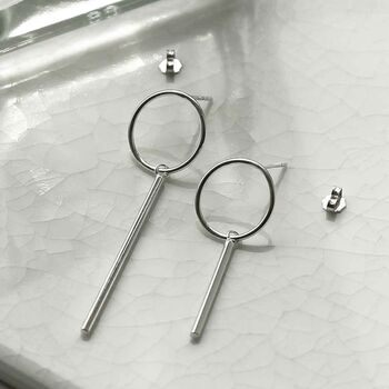 Sterling Silver Bar And Ring Mismatch Studs, 2 of 4