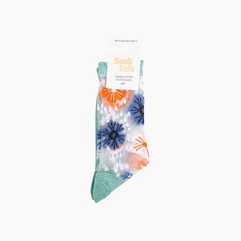 Bold Floral Combed Cotton Sheer Pop Socks In Sage Green, 4 of 4
